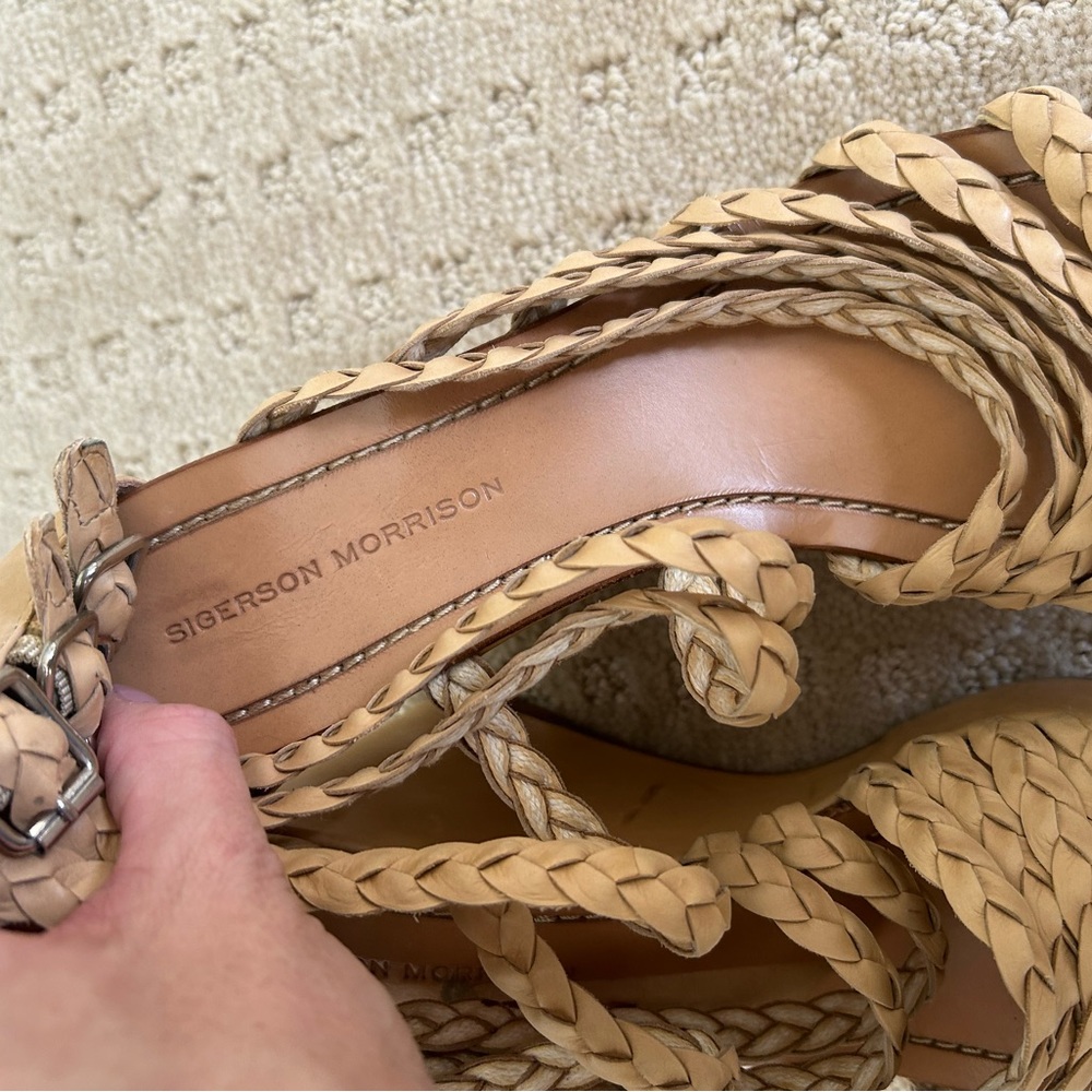 Singerson Morrison Braided Multi Strap Wedge Sand… - image 5